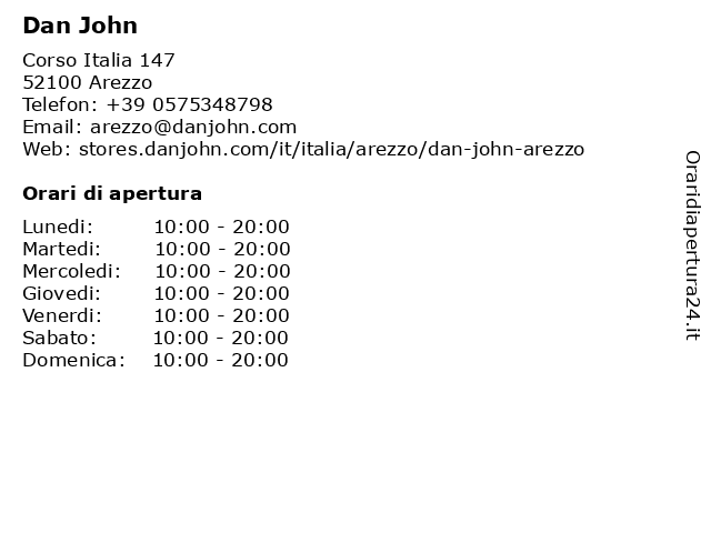 Orari di apertura Dan John Corso Italia